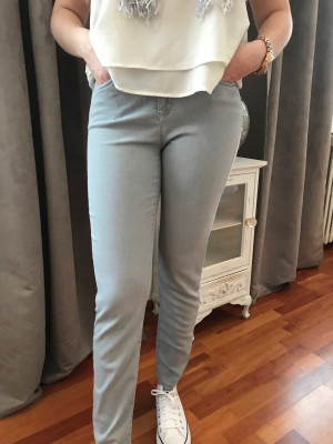 Pantalon jean gris élastiquée taille montana