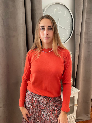 Pull corail col montant lebek