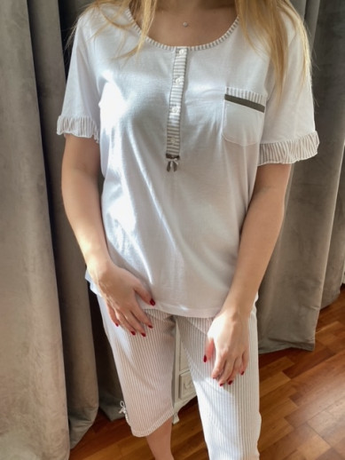 Pyjama sable et blanc Egatex