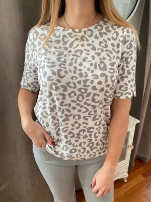 T.shirt imprimé léopard gris et blanc Frankwalder