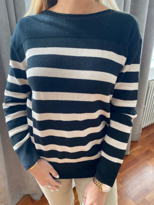 Pull marinière beige et noir Lebek