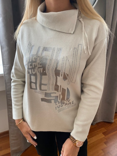 Pull beige col zippé Lebek