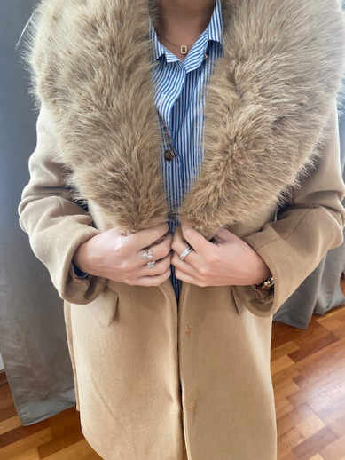 Manteau en drap camel Rino Pelle