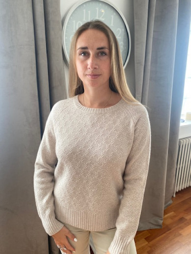Pull col rond beige points fantaisie Maud et sacha