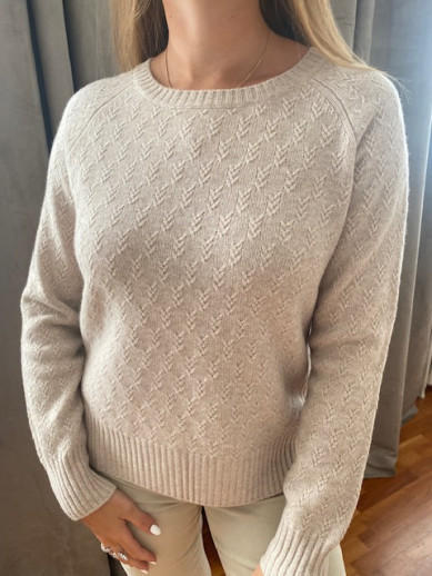 Pull col rond beige points fantaisie Maud et sacha