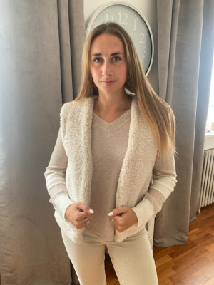 Gilet sans manche fausse fourrure beige Rino pelle