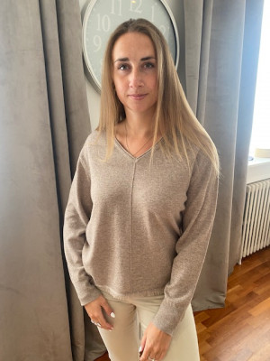 Pull col V col quinoa details franges Maud et sacha