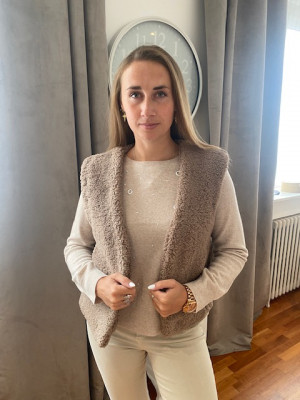 Gilet sans manche fausse fourrure chocolat Rino pelle