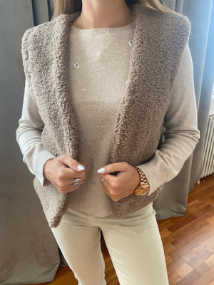 Gilet sans manche fausse fourrure chocolat Rino pelle