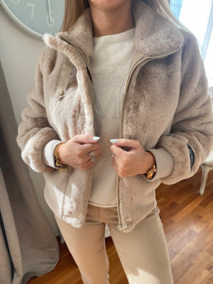 Veste fausse fourrure beige Rinopelle