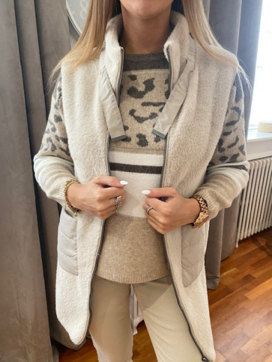 Gilet sans manche beige fausse fourrure Barbara Lebek