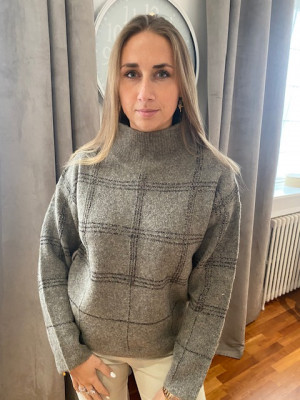Pull col montant taupe et cuivré Tuzzi