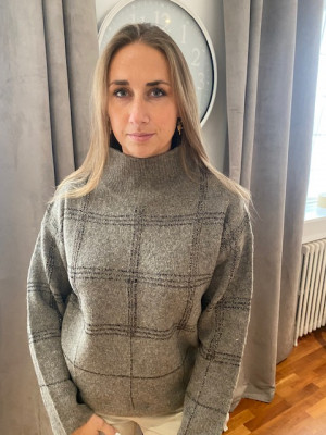 Pull col montant taupe et cuivré Tuzzi