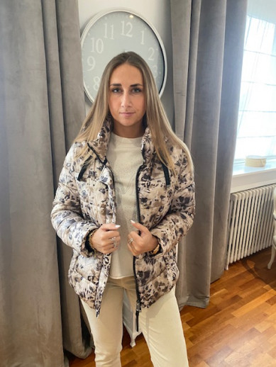 Veste matelassée imprimée beige noire et camel Lebek