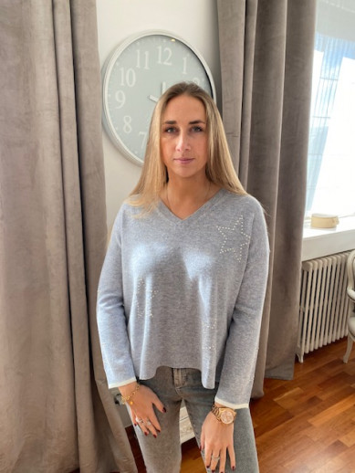 Pull  gris clair Maud et sacha