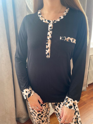 Pyjama noir et léopard loormar