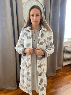 Peignoir gris imprimé feuille Egatex