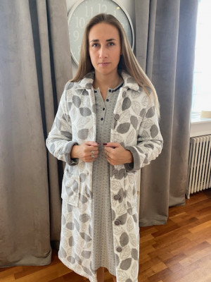Peignoir gris imprimé feuille Egatex