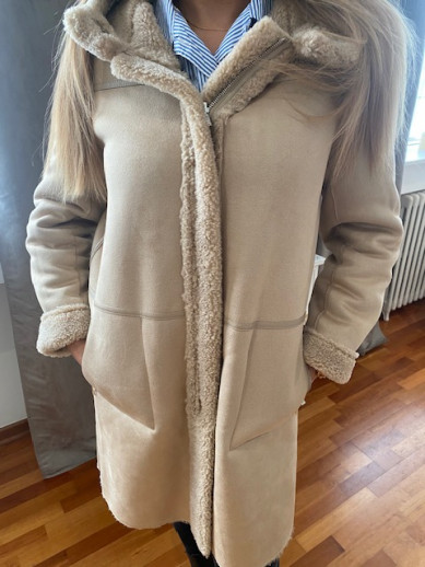 Veste alina réversible camel clair Rino pelle