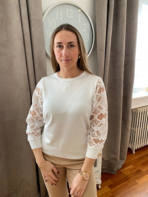 pull écru manche dentelle Micha