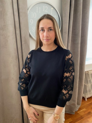 Pull manche dentelle noir Micha