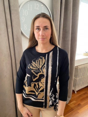 Pull noir imprimé beige camel Rabe