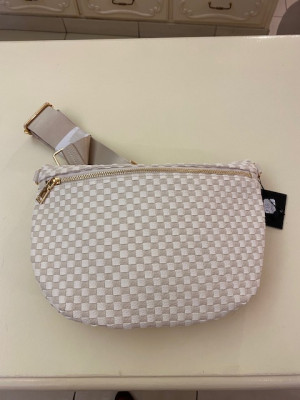 Sac banane tressé beige