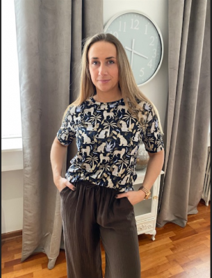 Pantalon élastiqué taille chocolat Rabe