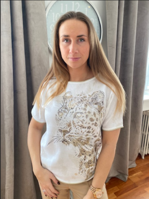 Top blanc motif placé léopard Rabe