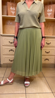 Jupe plissée élastiquée taille vert jade Tuzzy