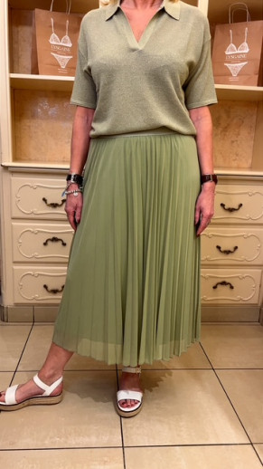 Jupe plissée élastiquée taille vert jade Tuzzy