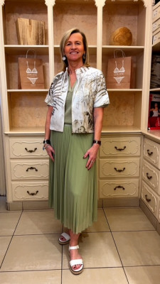 Jupe plissée élastiquée taille vert jade Tuzzy