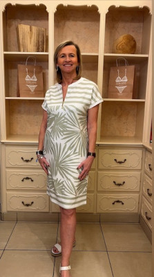 Robe vert jade et écru Tuzzy