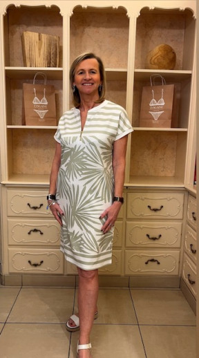 Robe vert jade et écru Tuzzy