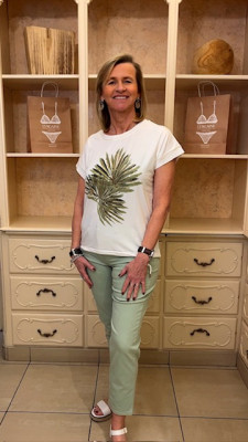 T.shirt motif placé palmier kaki Tuzzy