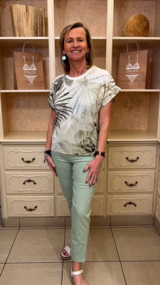 T.shirt imprimé kaki et écru Tuzzy