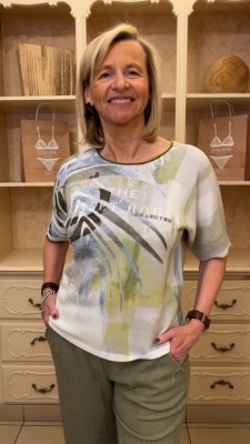 Pull manches courtes blanc kaki vert jade Rabe