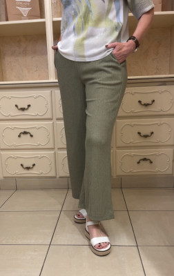 Pantalon fluide élastiqué taille Kaki Rabe