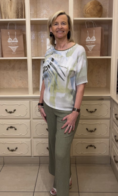 Pantalon fluide élastiqué taille Kaki Rabe