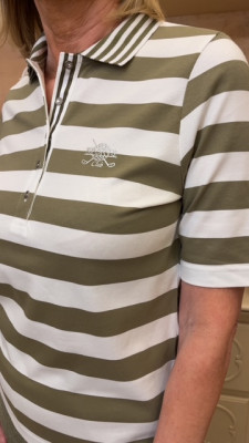 Polo rayé kaki et blanc Rabe