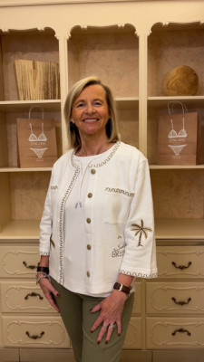 Veste coton blanche broderies kaki Rabe