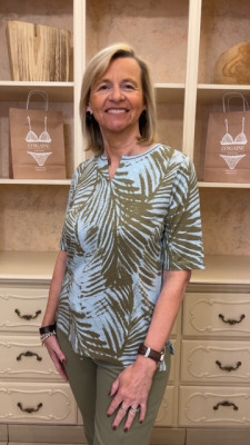 T.shirt imprimé ciel et kaki Rabe