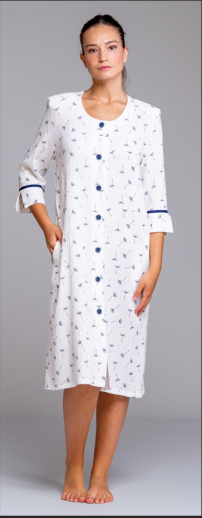 Peignoir blanc imprimé marine