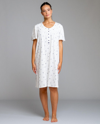 Chemise de nuit blanche imprimé marine Egatex
