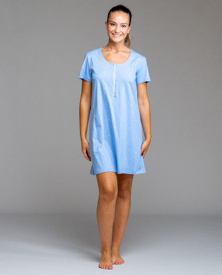 Chemise de nuit manches courtes bleu ciel Egatex