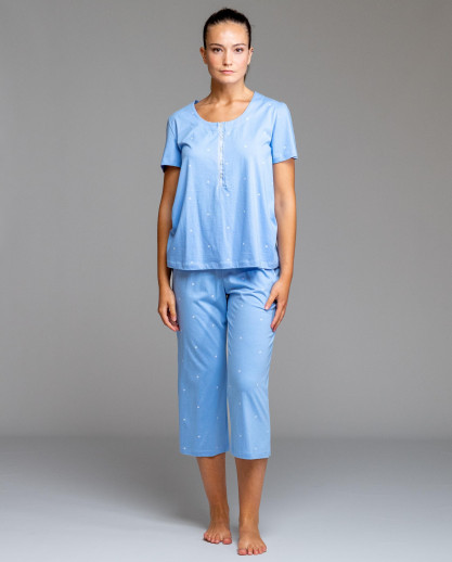 Pyjama corsaire bleu ciel Egatex