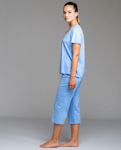 Pyjama corsaire bleu ciel Egatex