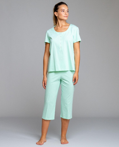 Pyjama corsaire vert clair Egatex