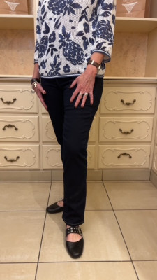 Pantalon élastiqué taille en jean's marine Barbara Lebek