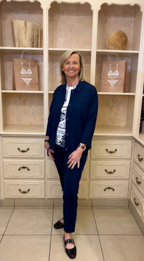 Pantalon marine élastiquée taille Rabe